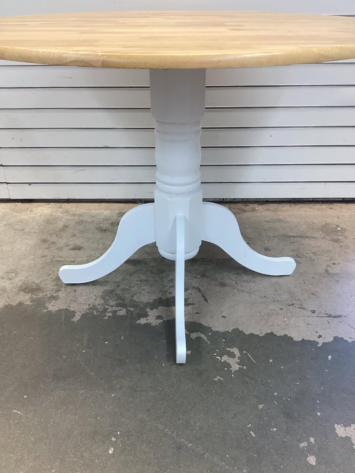 Costway Wooden Dining Table with Round Tabletop and Trestle Legs