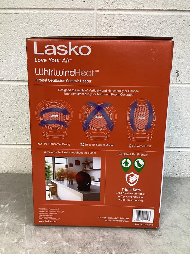 Lasko Whirlwind Heat Orbital Oscillation Ceramic Space Heater with Remote