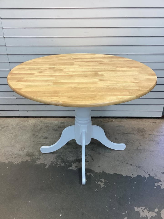 Costway Wooden Dining Table with Round Tabletop and Trestle Legs