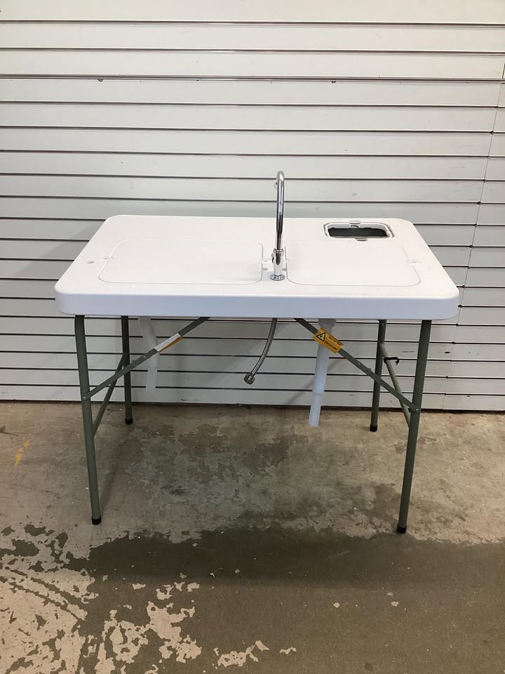 Costway Fish Cleaning Table with 2 Sinks and 360° Rotatable Faucet