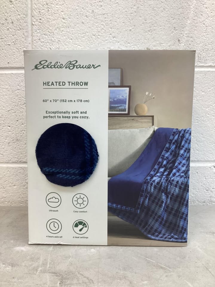 Eddie Bauer Reversible Plaid Heated Plush Throw Blanket, 60"x70"