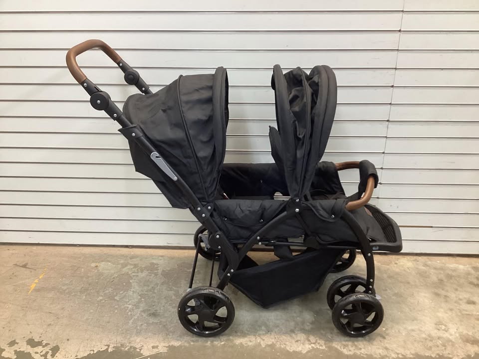 INFANS Double Stroller, Foldable Baby Tandem Stroller with Adjustable Backrest Canopy Footrest, 5-Point Harness, Storage Basket, Convertible Compact Lightweight Twin Stroller for Infants and Toddlers