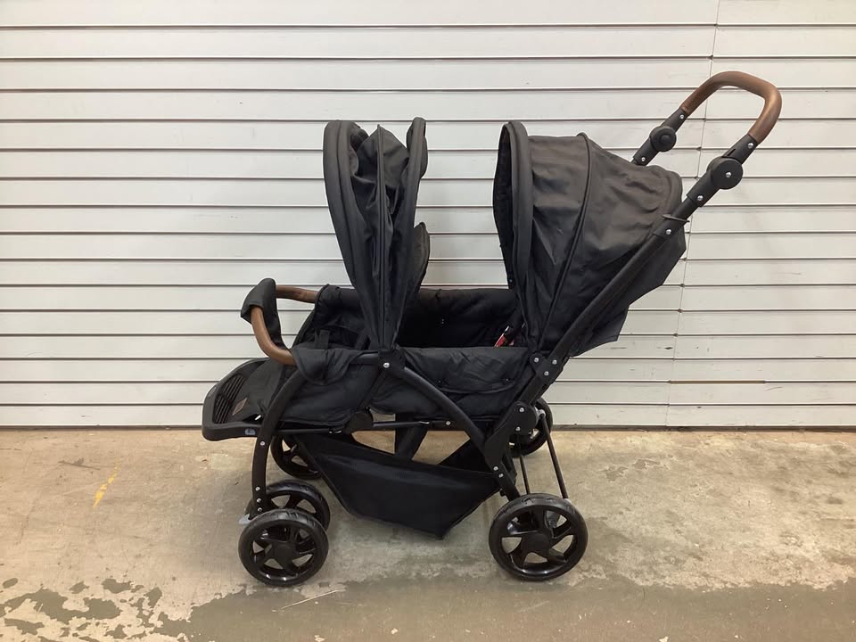 INFANS Double Stroller, Foldable Baby Tandem Stroller with Adjustable Backrest Canopy Footrest, 5-Point Harness, Storage Basket, Convertible Compact Lightweight Twin Stroller for Infants and Toddlers