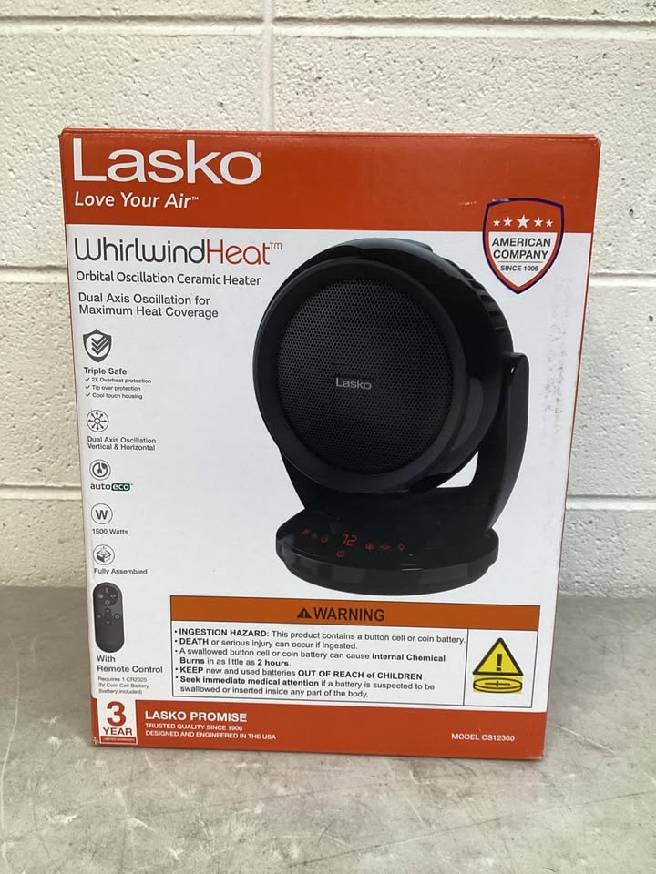 Lasko Whirlwind Heat Orbital Oscillation Ceramic Space Heater with Remote