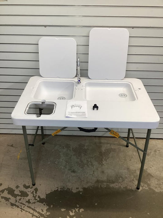 Costway Fish Cleaning Table with 2 Sinks and 360° Rotatable Faucet