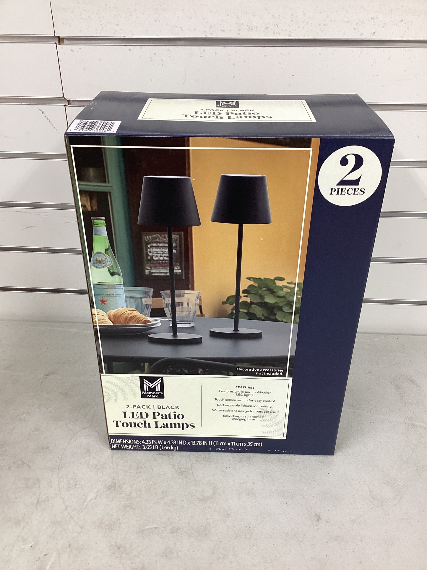 Member's Mark Black LED Patio Touch Lamps, Set of 2