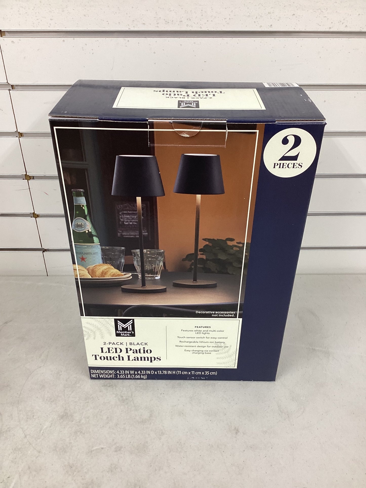 Member's Mark Black LED Patio Touch Lamps, Set of 2