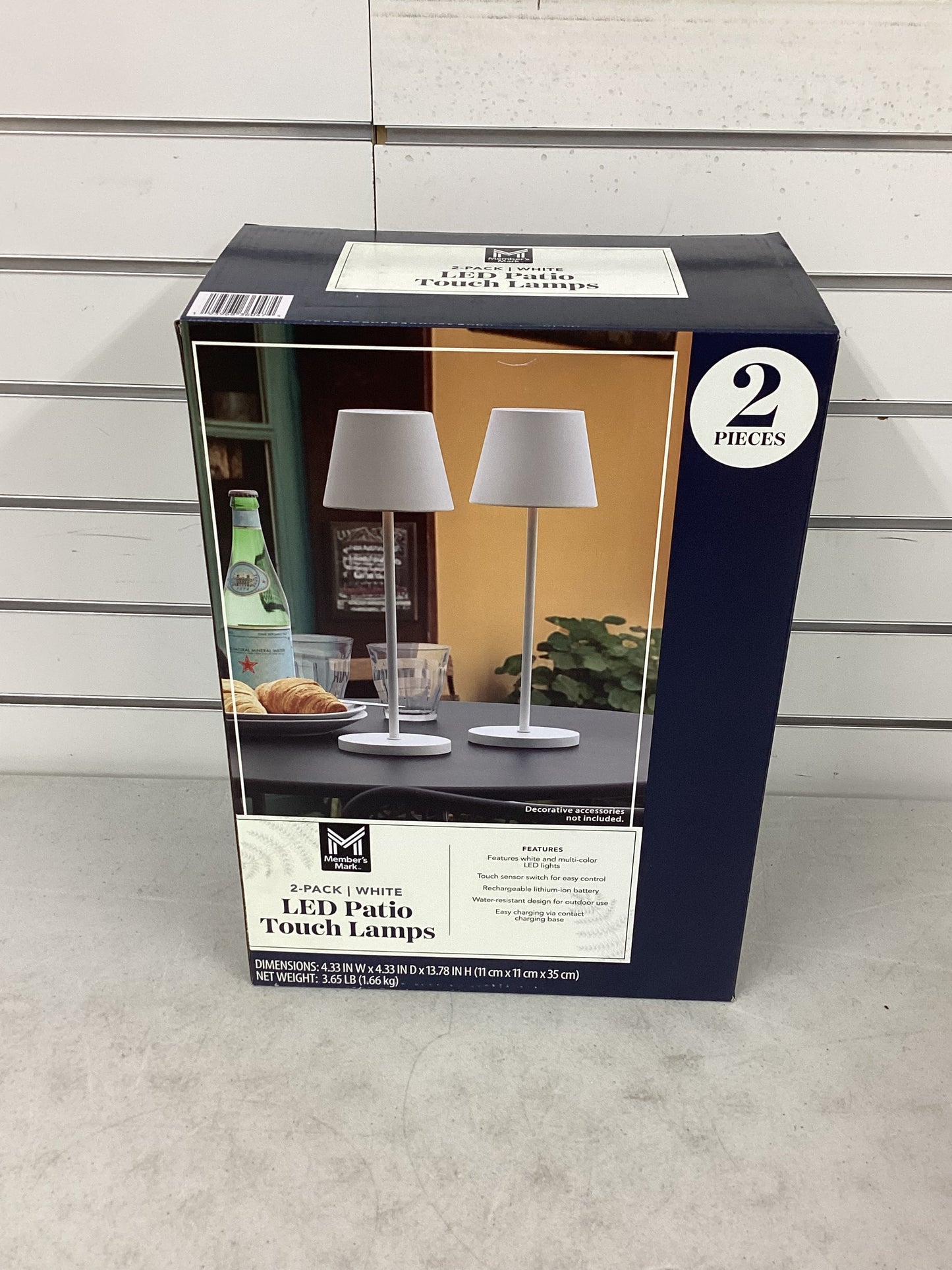 Member's Mark White LED Patio Touch Lamps, Set of 2