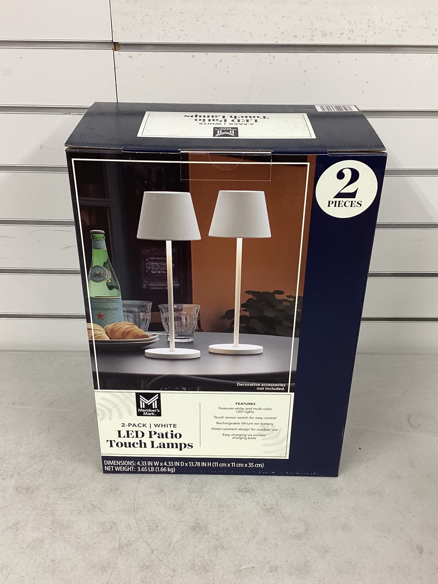 Member's Mark White LED Patio Touch Lamps, Set of 2