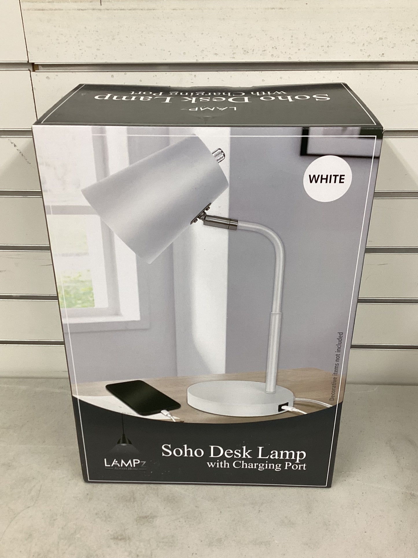 LAMPz® 15.5in Desk Lamp White Lamp with White Shade