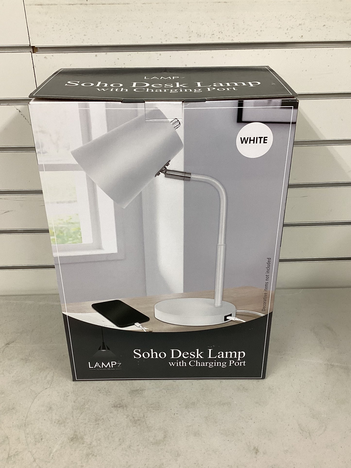 LAMPz® 15.5in Desk Lamp White Lamp with White Shade