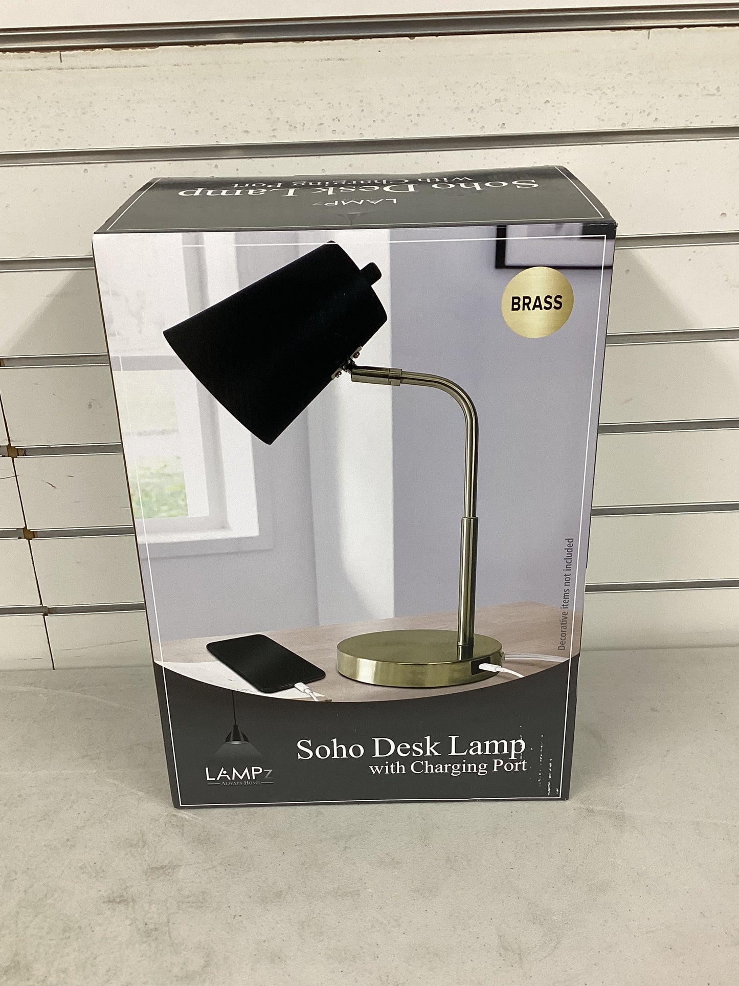 LAMPz®15.5in Desk Lamp Brass with Black Shade