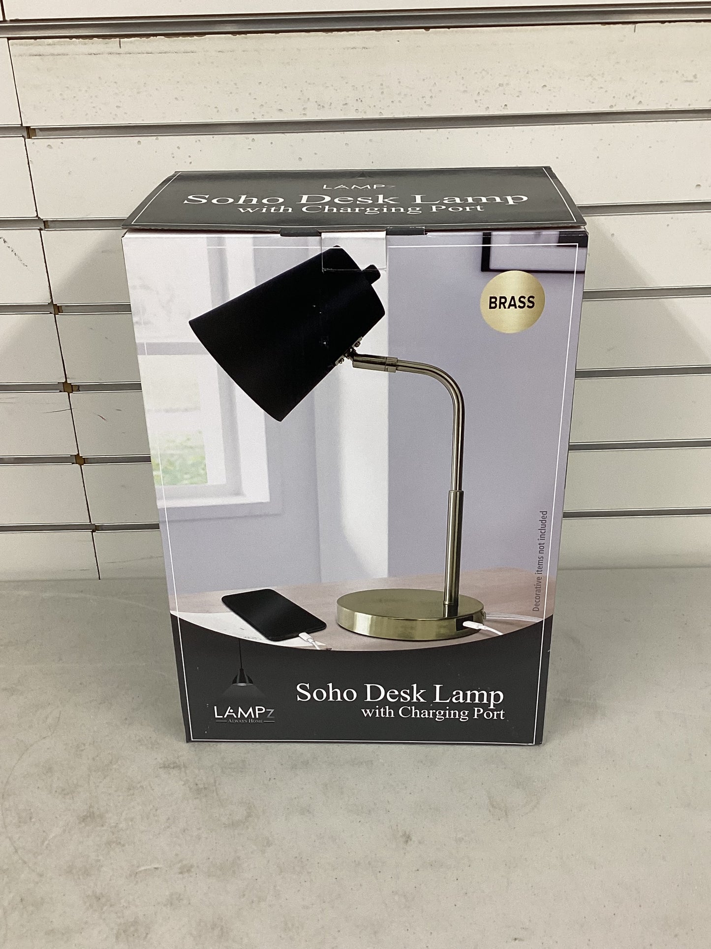 LAMPz®15.5in Desk Lamp Brass with Black Shade