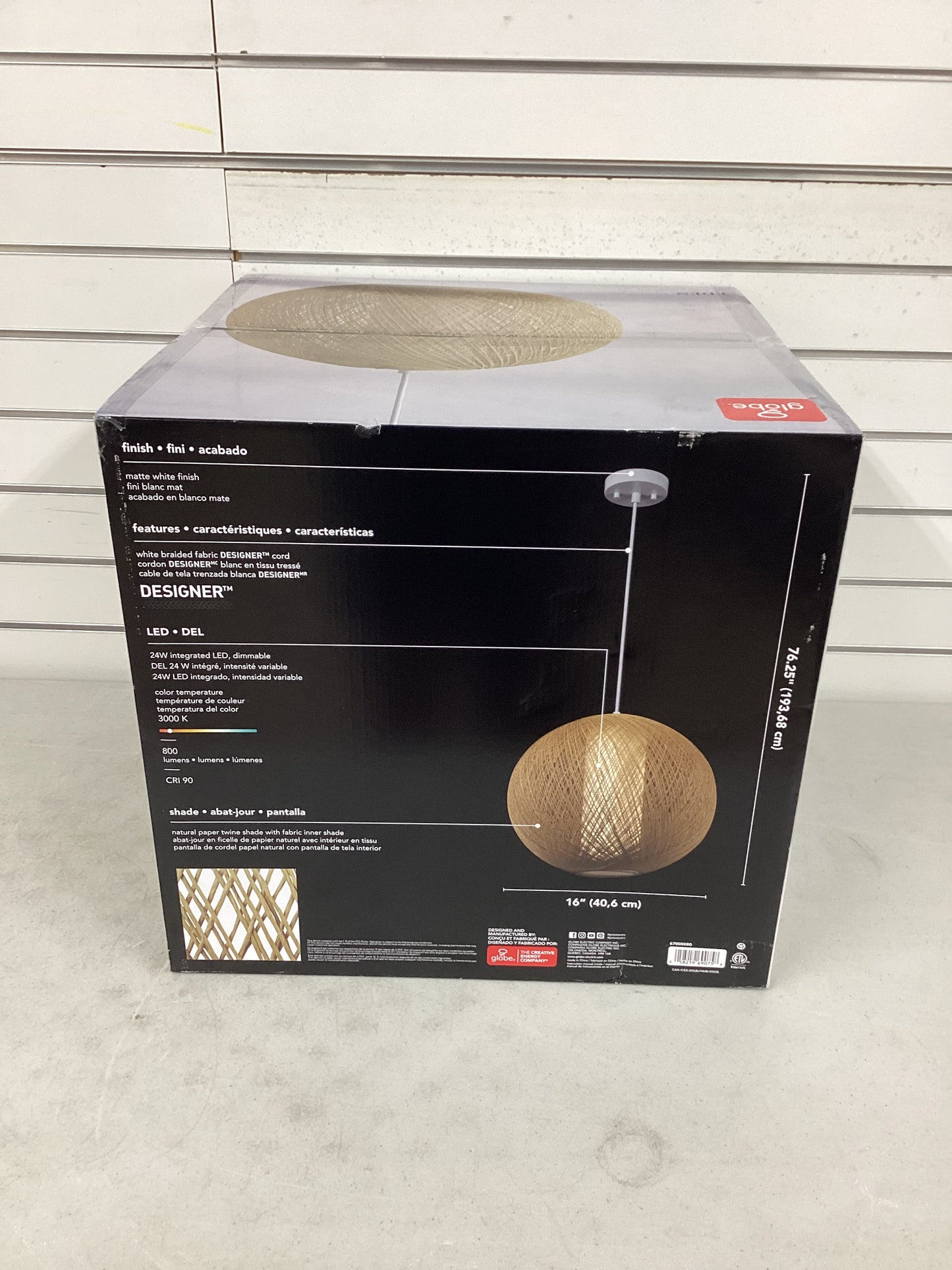 Globe Electric LED Integrated Natural Rattan Pendant