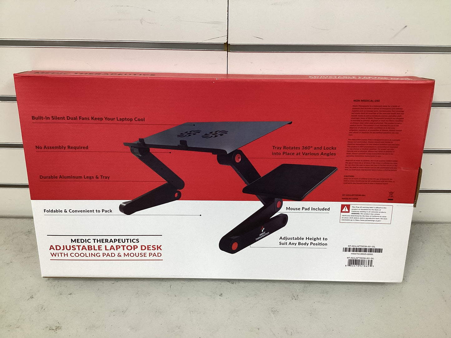 Medic Therapeutics Adjustable Laptop Desk With Cooling Pad & Mouse Pad