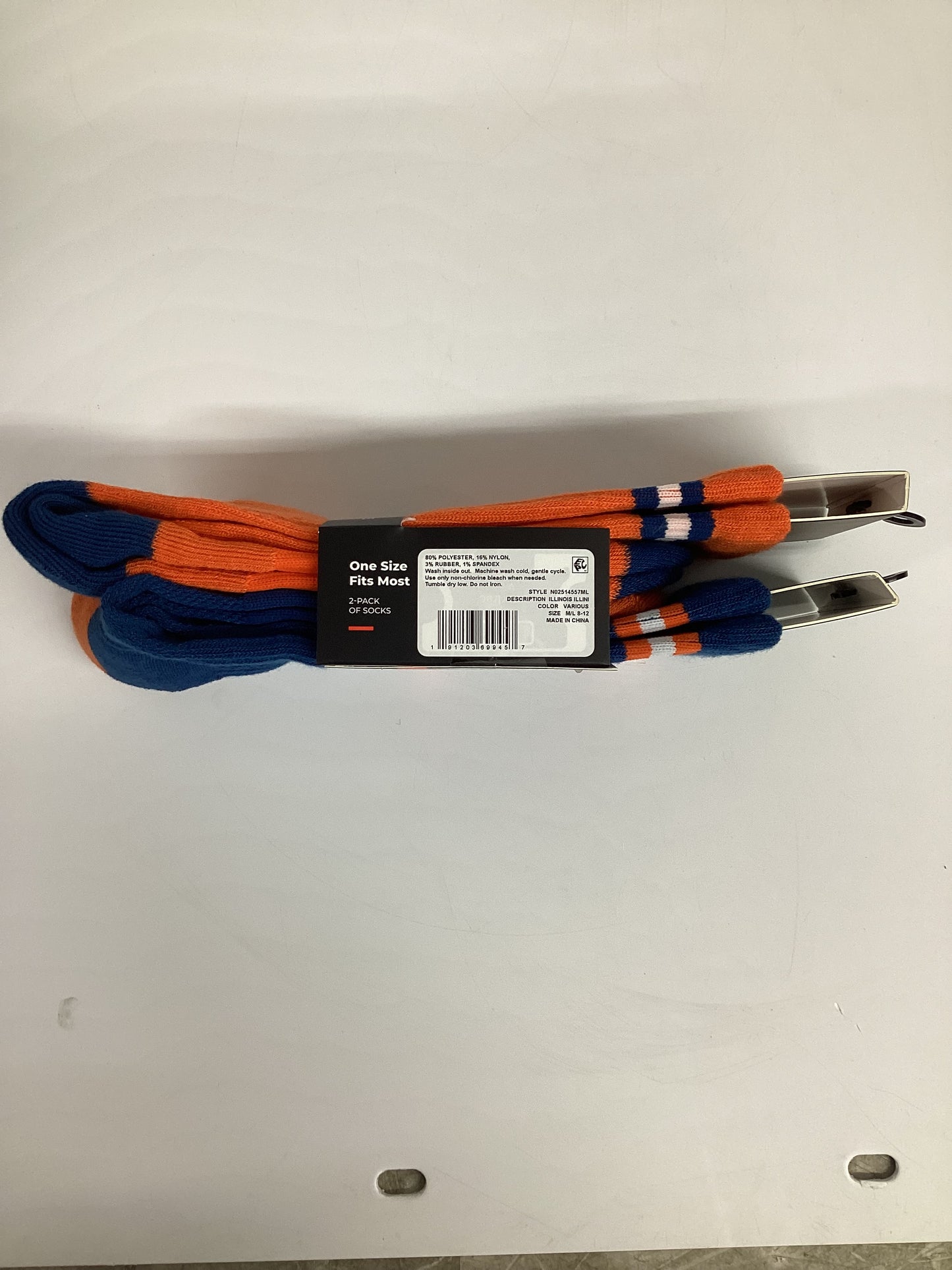 Illinois Ilini Adult 2-Pack Crew Socks Size M/L