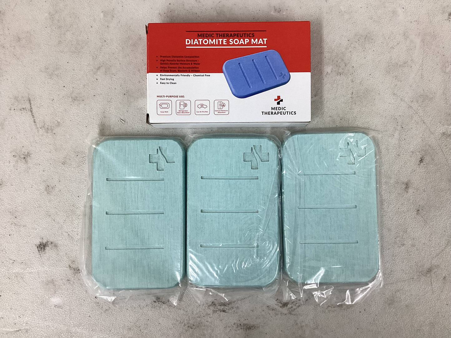 Medic Therapeutics 5" x 3" Diatomite Non-Slip Quick Dry Multipurpose Mat 3-Pack