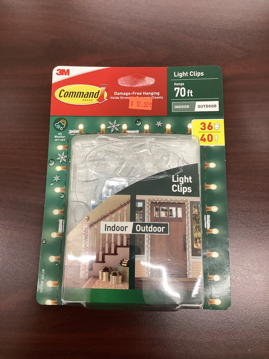 3M Command Damage Free Indoor/Outdoor Clear Light Clips, 36 Clips, 40 Strips