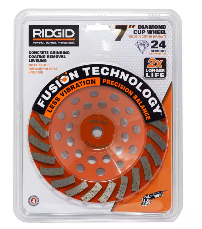 RIDGID 7 in. 24-Segment Turbo Cup Grinding Wheel Power Tool Accessory
