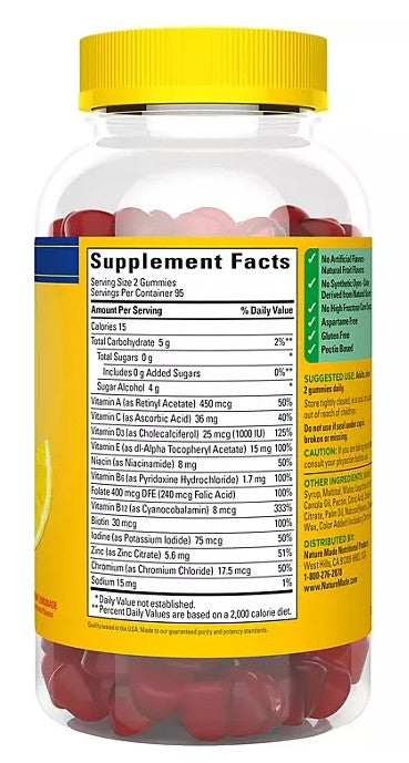 Nature Made Zero Sugar Multivitamin Gummies, 190 ct.