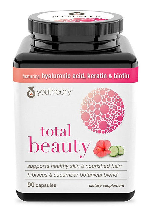 Youtheory Total Beauty Hyaluronic Acid, Keratin & Biotin Capsules 90 ct.