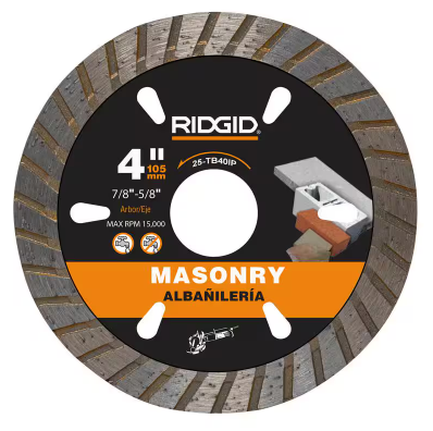 RIDGID 4 in. Masonry Cutting Turbo Rim Diamond Saw Blade