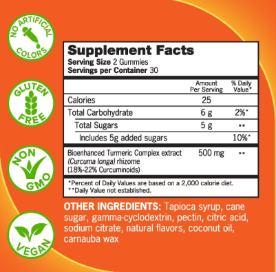 Qunol Turmeric Curcumin Complex Ultra High Absorption Gummies, 200 ct.