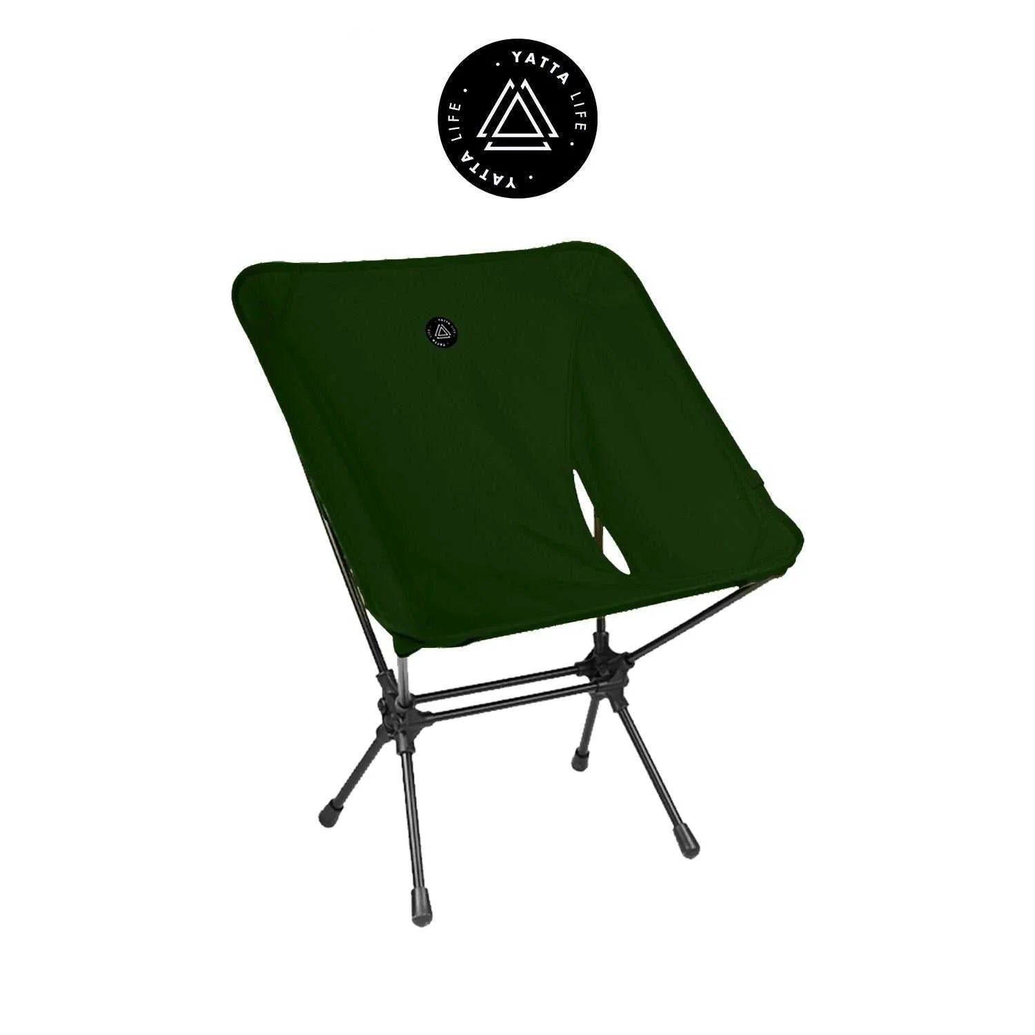 Ultralight Folding Camping Chair – Low Back, Portable Outdoor Chair with Storage Pouch, Army Green