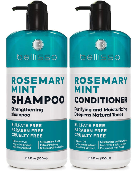 Rosemary Mint Shampoo & Conditioner Set – Sulfate-Free Hair Care with Peppermint for Growth & Scalp Health