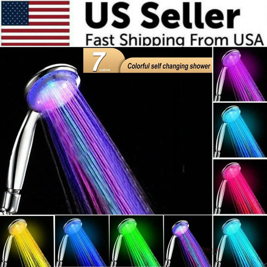 7-Color LED Light Shower Head – Handheld Water Glow Spray for Bathroom Spa & Mood Lighting