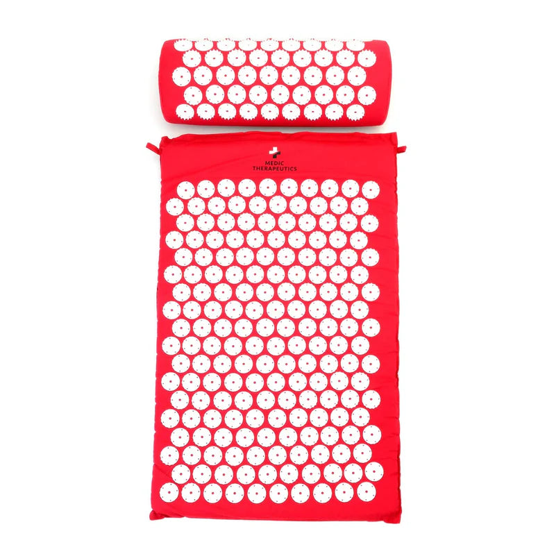 Medic Therapeutics Acupressure Mat & Pillow Set w/ Carrying Bag - Red