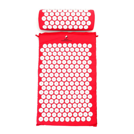 Medic Therapeutics Acupressure Mat & Pillow Set w/ Carrying Bag - Red