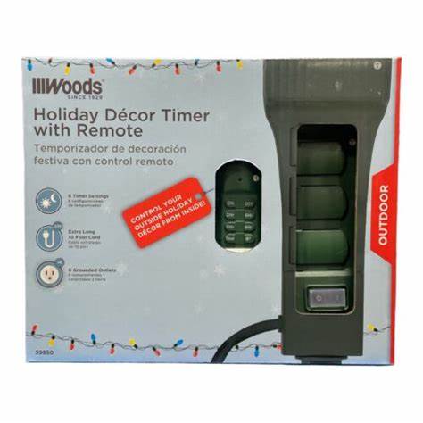 Woods 6-Outlet Outdoor Yard Stake with Photocell and Remote Control
